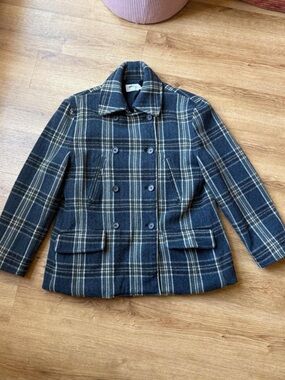 J.Crew navy plaid wool coat